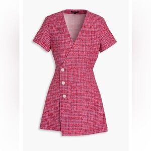 Maje cutout tweed mini wrap dress
